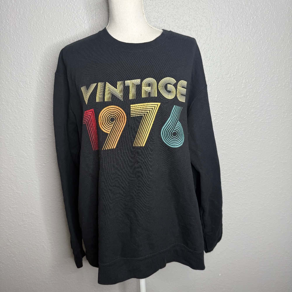 Pre-owned Unisex Black  Pullover sweatshirt Birthday year 1976 -cp